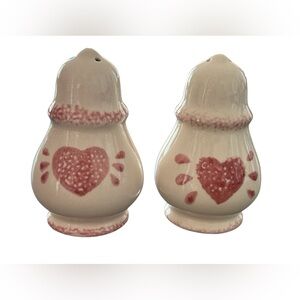 VINTAGE Hearts Hermitage Pottery Salt And Pepper Shakers 1990's EUC